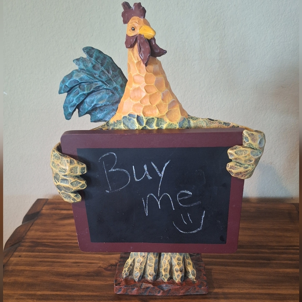 Ganz Vintage 12.5 " Decorative Chicken Rooster Hen Chalkboard Menu Sign